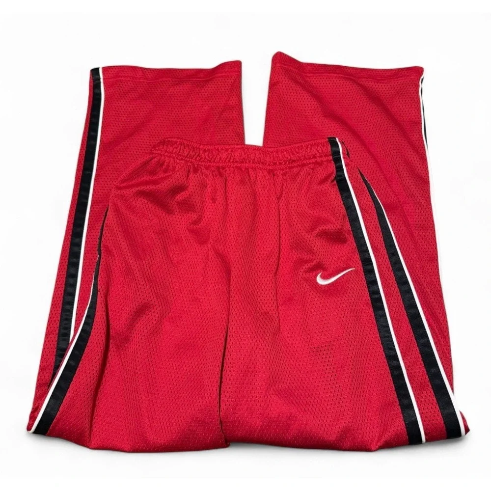 Nike Track Pants Youth Large Red Mesh Athletic Joggers Swoosh Kids Y2K
